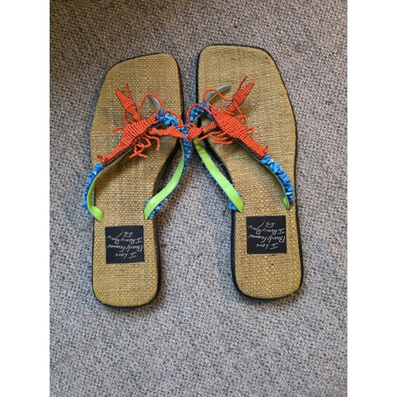 Beverly Feldman Frankie And Baby Sequin beaded Sandals Slides 8M - Picture 1 of 8